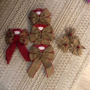 7 Burlap bows in 3 different designs.